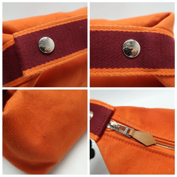 Hermes Orange Canvas Pouch with Red Embroidery - Picture 8 of 13